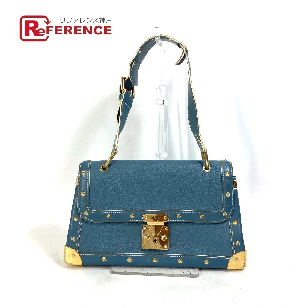 Louis Vuitton Suhali Taranteu Studded Shoulder Bag Blue Leather